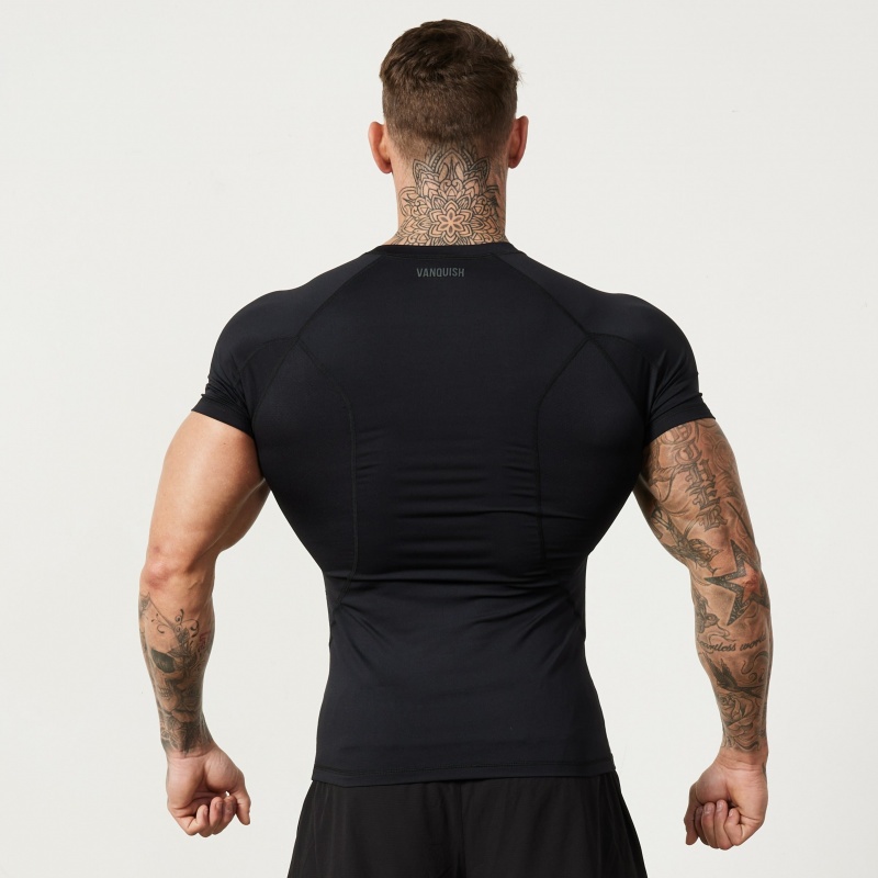 Vanquish Fitness Utility Black Korta Sleeve Base Layer Top Svarta | 7435-LUBKP