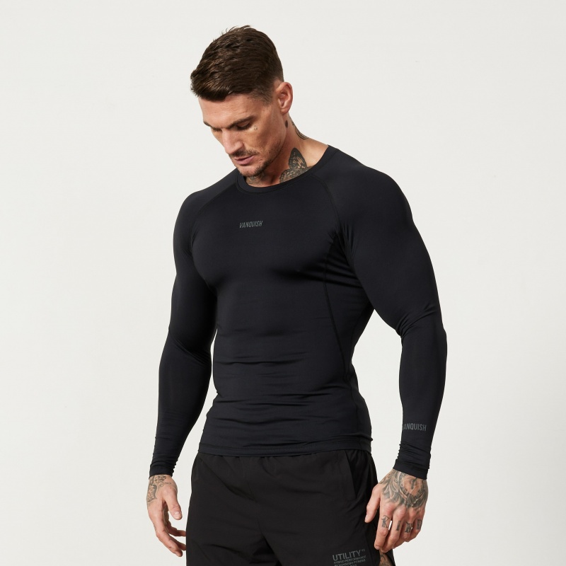 Vanquish Fitness Utility Black Long Sleeve Base Layer Top Svarta | 8524-ZUCIO