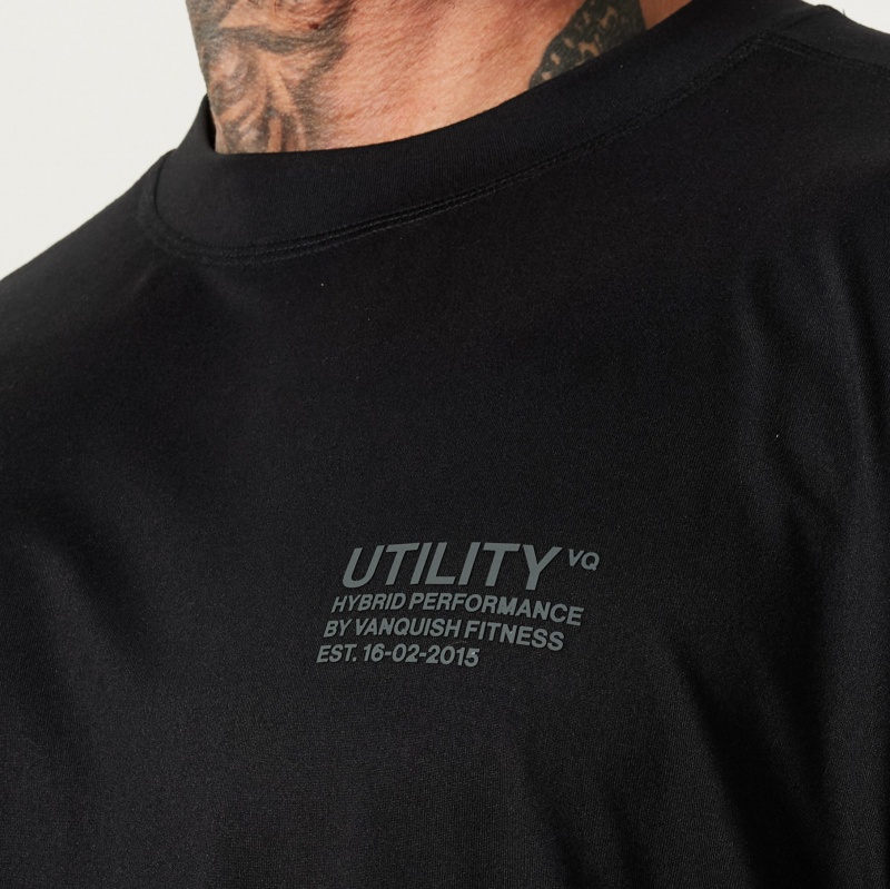 Vanquish Fitness Utility Black Oversized T Shirt Svarta | 5920-KLOZD