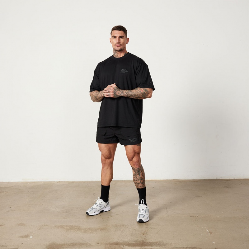 Vanquish Fitness Utility Black Oversized T Shirt Svarta | 5920-KLOZD