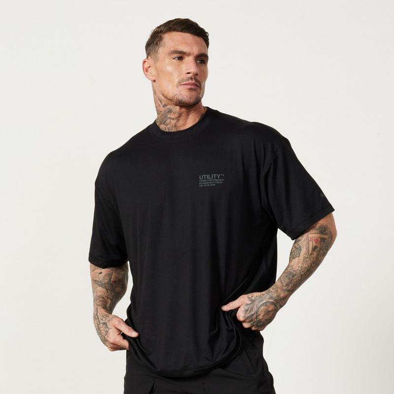 Vanquish Fitness Utility Black Oversized T Shirt Svarta | 5920-KLOZD