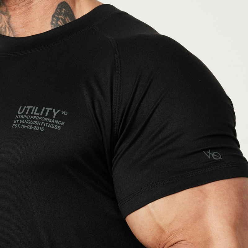 Vanquish Fitness Utility Black T Shirt Svarta | 4782-JDIST