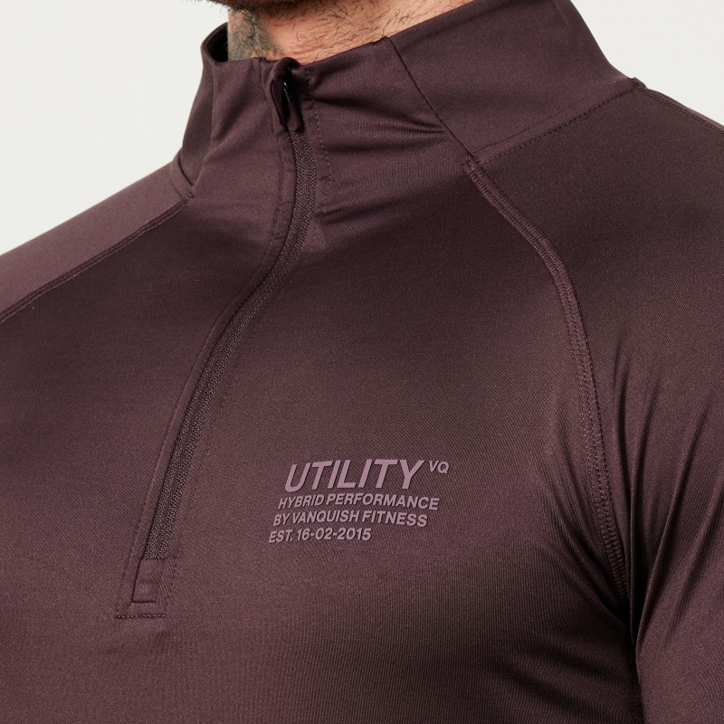 Vanquish Fitness Utility Plum 1/4 Zip Tränings Top Plum | 8132-JQPTE