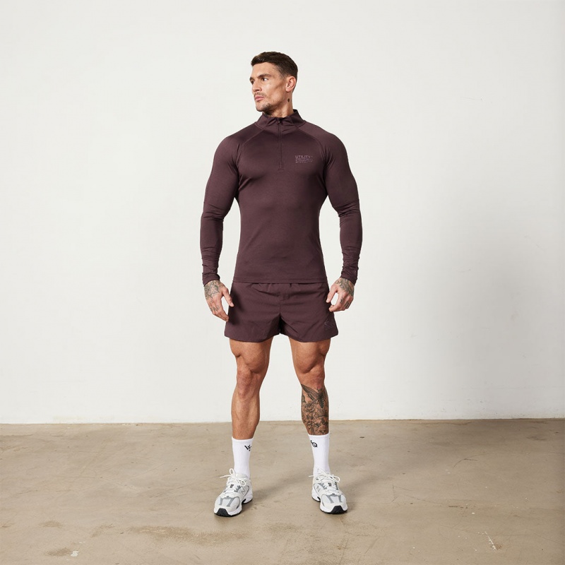 Vanquish Fitness Utility Plum 1/4 Zip Tränings Top Plum | 8132-JQPTE