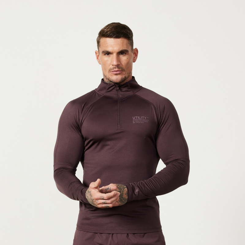 Vanquish Fitness Utility Plum 1/4 Zip Tränings Top Plum | 8132-JQPTE