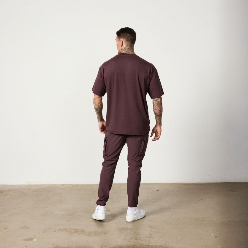 Vanquish Fitness Utility Plum Oversized T Shirt Plum | 0284-JHXWC