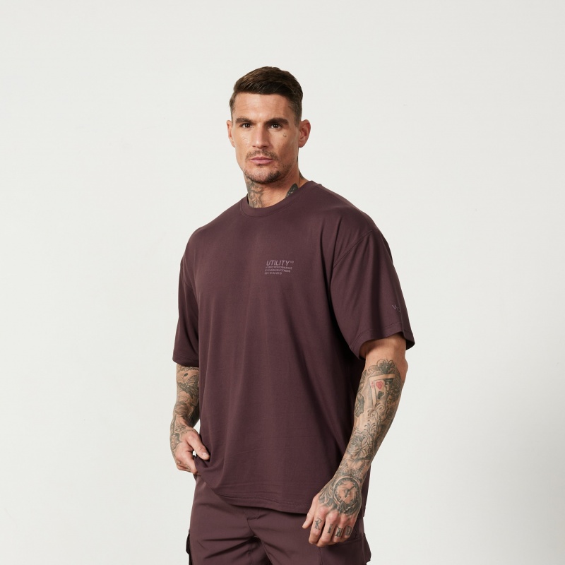 Vanquish Fitness Utility Plum Oversized T Shirt Plum | 0284-JHXWC