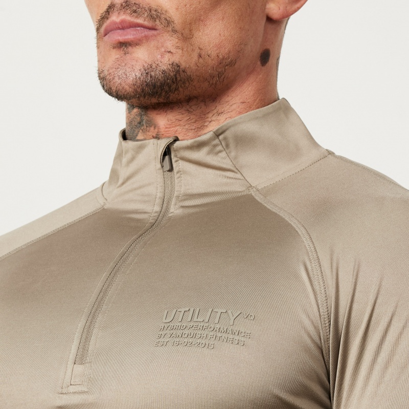 Vanquish Fitness Utility Stone 1/4 Zip Tränings Top Stone | 7285-NKUTR