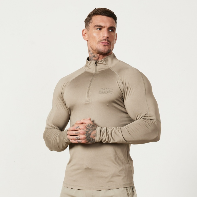 Vanquish Fitness Utility Stone 1/4 Zip Tränings Top Stone | 7285-NKUTR