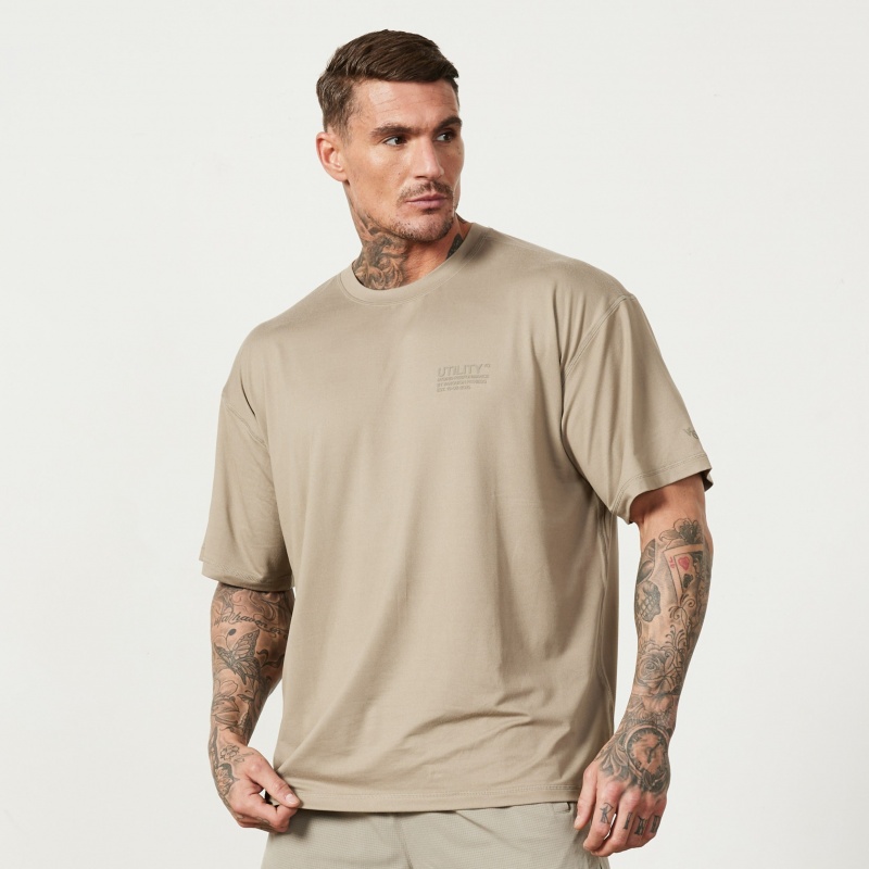 Vanquish Fitness Utility Stone Oversized T Shirt Stone | 4839-XYPUH