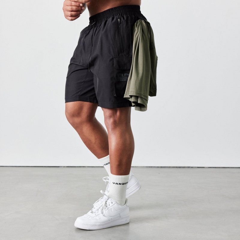 Vanquish Fitness Utility V2 Black Cargo Shorts Svarta | 5273-YFRBD