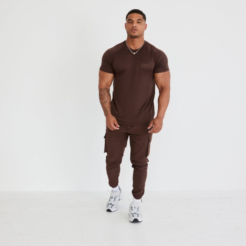 Vanquish Fitness Utility V3 Brown T Shirt Bruna | 1806-LSOHC