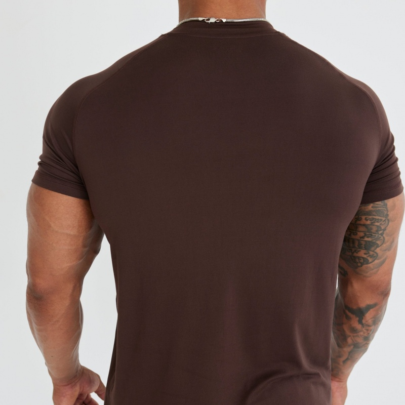 Vanquish Fitness Utility V3 Brown T Shirt Bruna | 1806-LSOHC