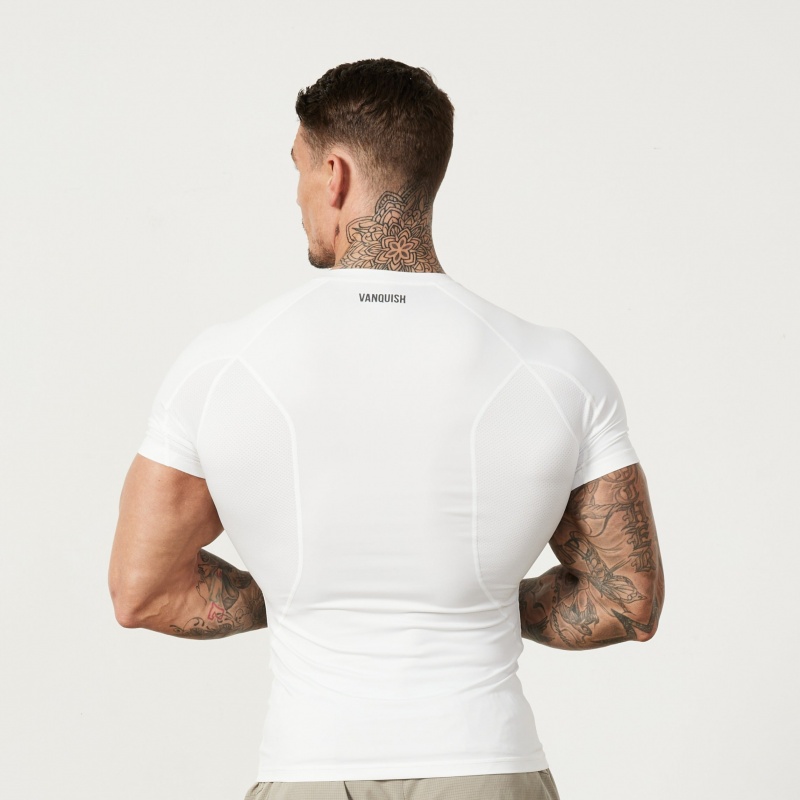 Vanquish Fitness Utility White Korta Sleeve Base Layer Top Vita | 8574-ANIBE