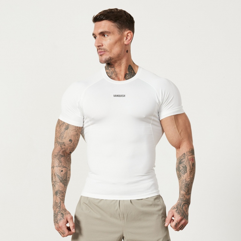 Vanquish Fitness Utility White Korta Sleeve Base Layer Top Vita | 8574-ANIBE