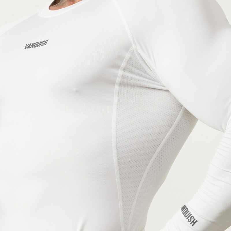 Vanquish Fitness Utility White Long Sleeve Base Layer Top Vita | 3916-LKZPJ