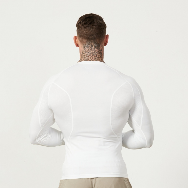 Vanquish Fitness Utility White Long Sleeve Base Layer Top Vita | 3916-LKZPJ