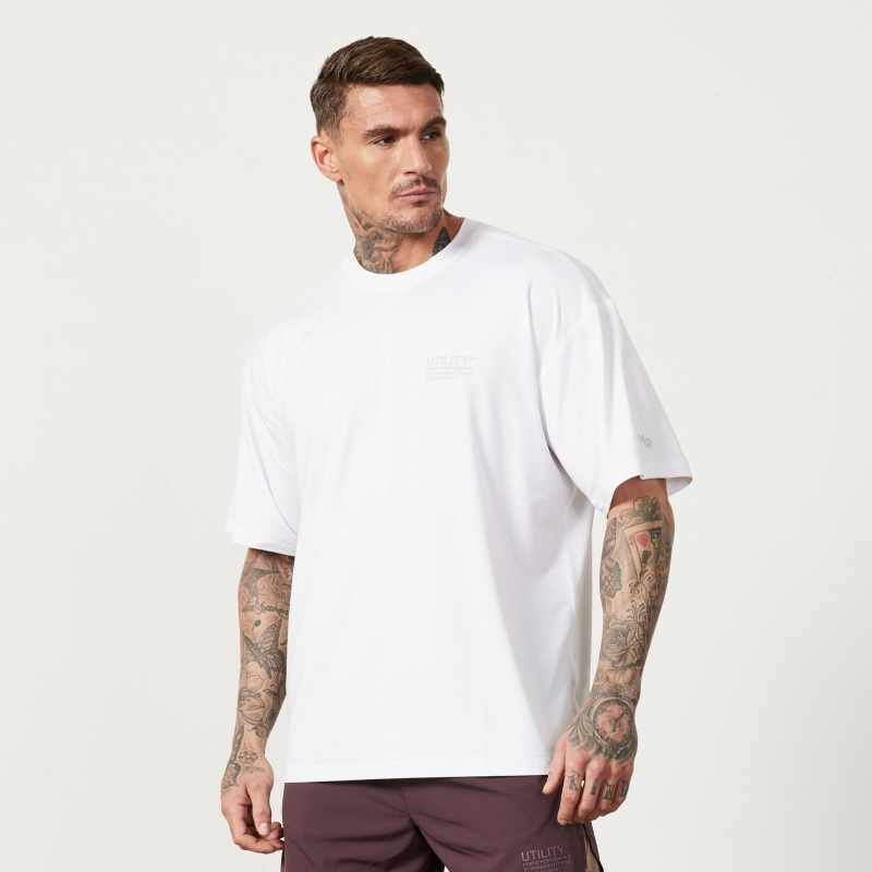 Vanquish Fitness Utility White Oversized T Shirt Vita | 3804-BGIRN