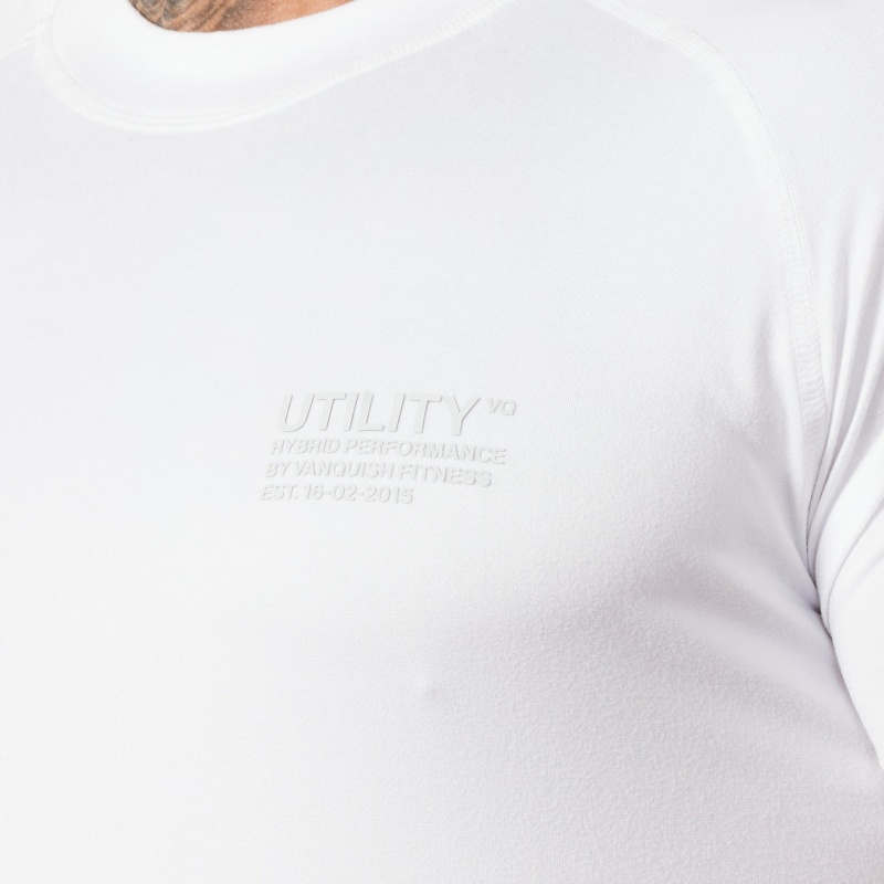 Vanquish Fitness Utility White T Shirt Vita | 7098-HVZRA