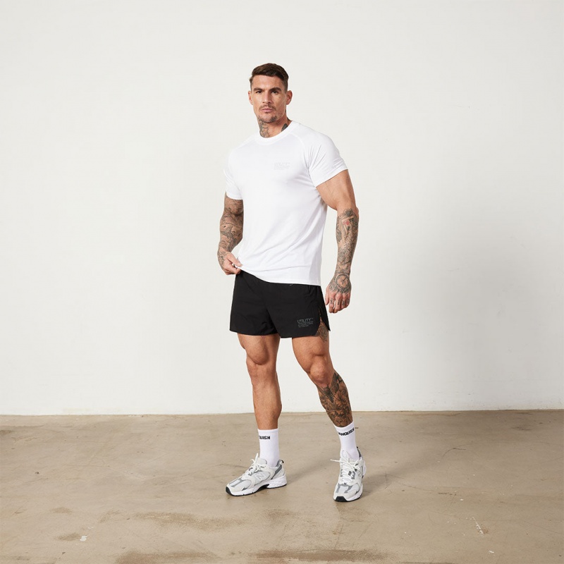 Vanquish Fitness Utility White T Shirt Vita | 7098-HVZRA