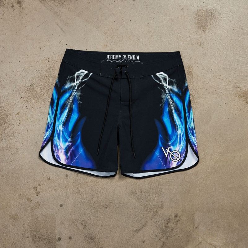 Vanquish Fitness VQ Black and Blue Jeremy Buendia Men's Physique Board Shorts Svarta Blå | 7428-UKQXT