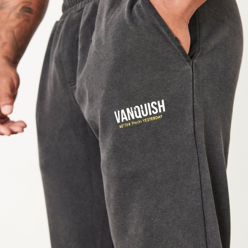 Vanquish Fitness Washed Black Oversized Sweatpants Svarta | 5061-VAZBN