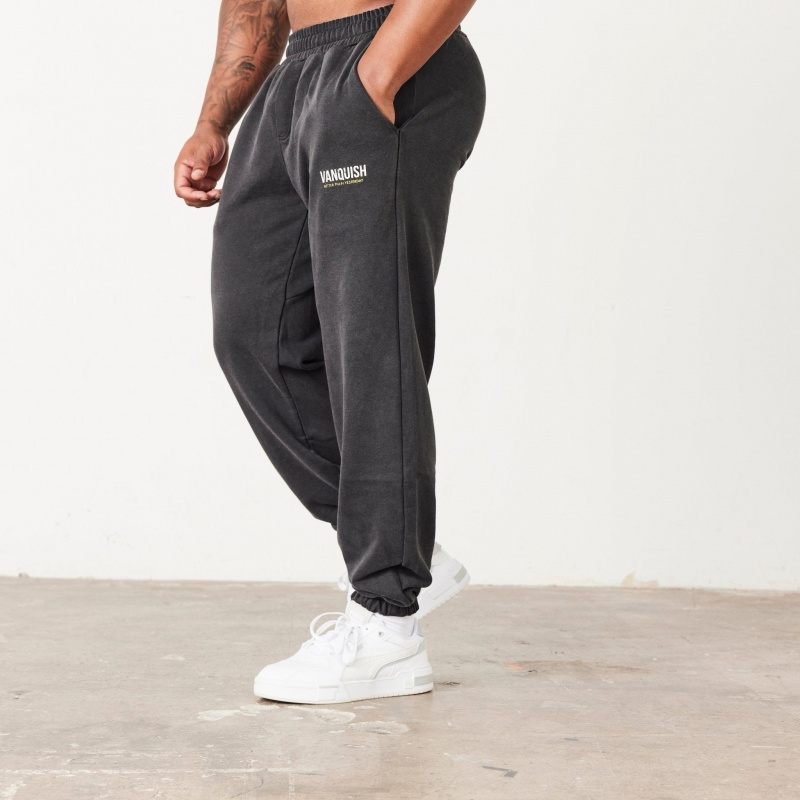 Vanquish Fitness Washed Black Oversized Sweatpants Svarta | 5061-VAZBN