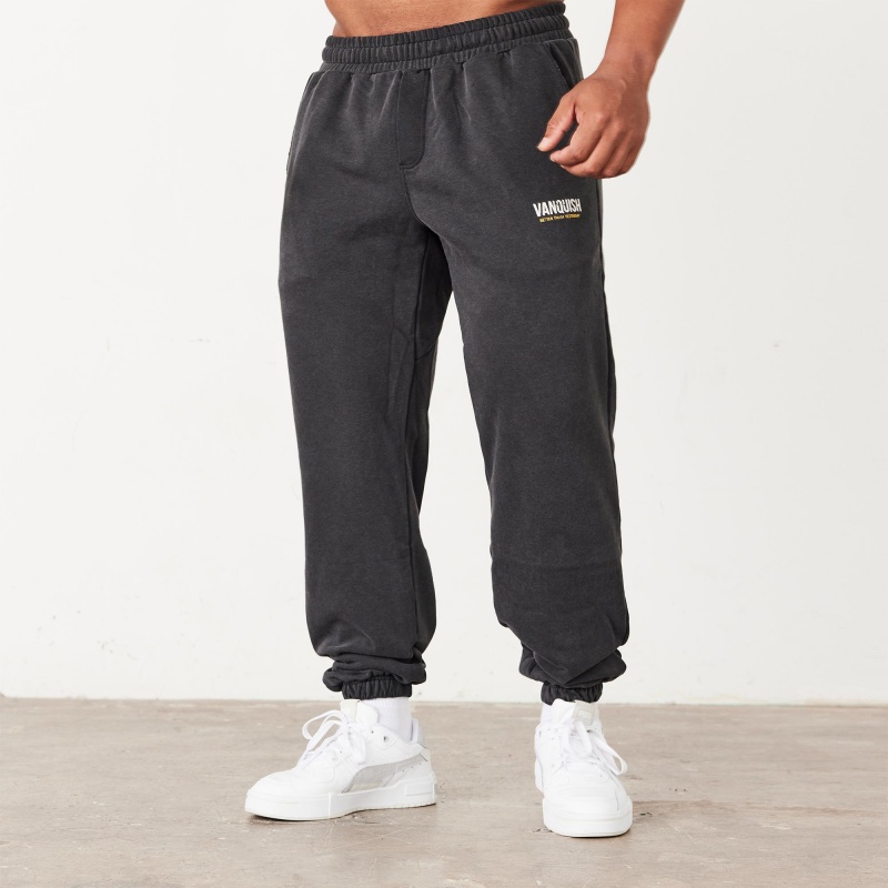 Vanquish Fitness Washed Black Oversized Sweatpants Svarta | 5061-VAZBN