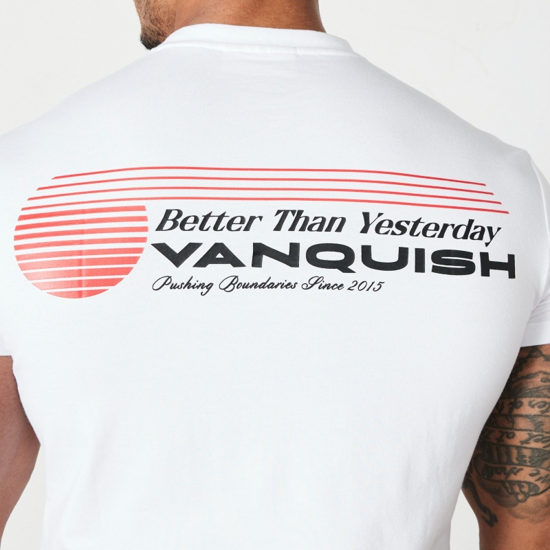 Vanquish Fitness White Athletics Division Fitted T Shirt Vita | 5190-YZNFT