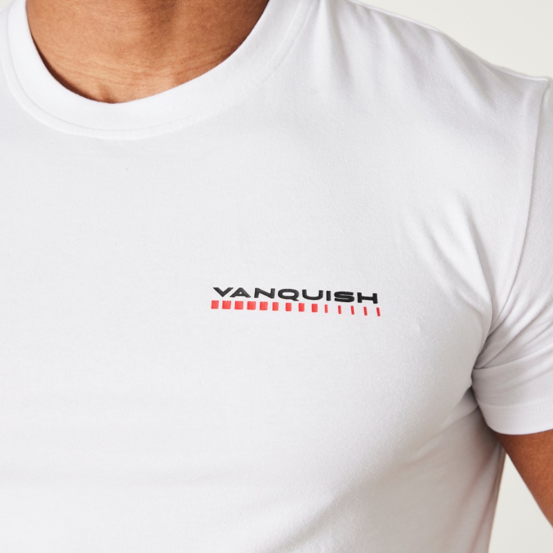 Vanquish Fitness White Athletics Division Fitted T Shirt Vita | 5190-YZNFT